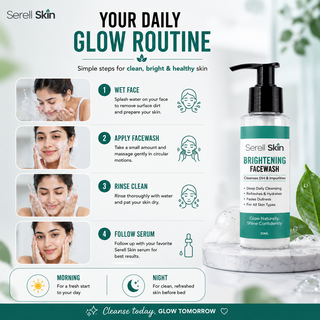 Brightening Facewash results – cleaner brighter skin Pakistan